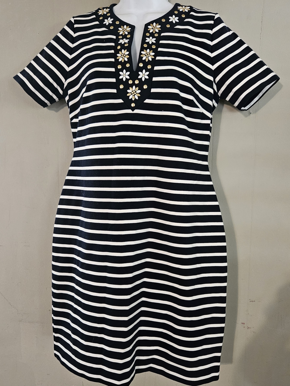MICHAEL Michael Kors Black and White Striped Dress